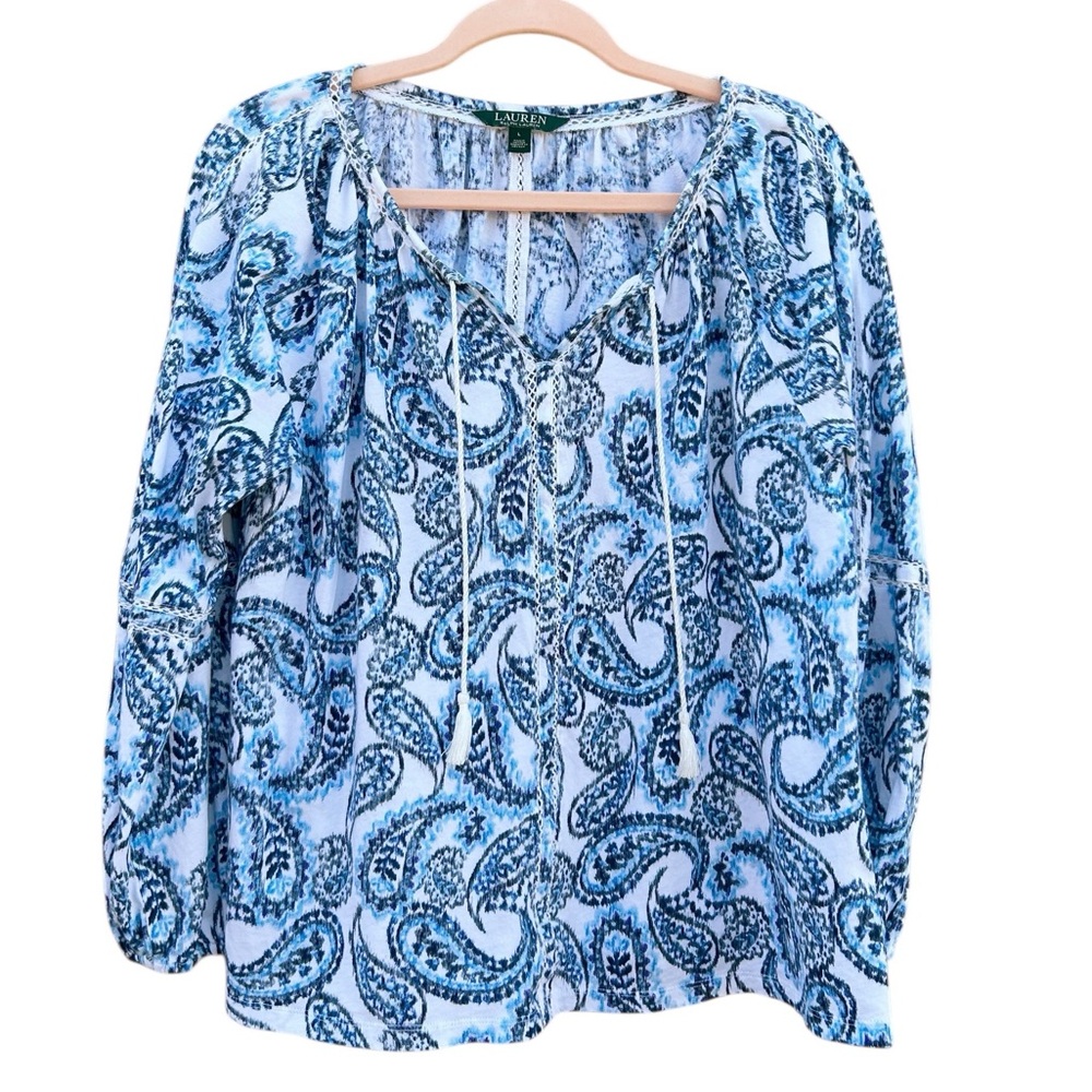 Lauren Ralph Lauren 100% Cotton Paisley Top - Picture 2 of 11